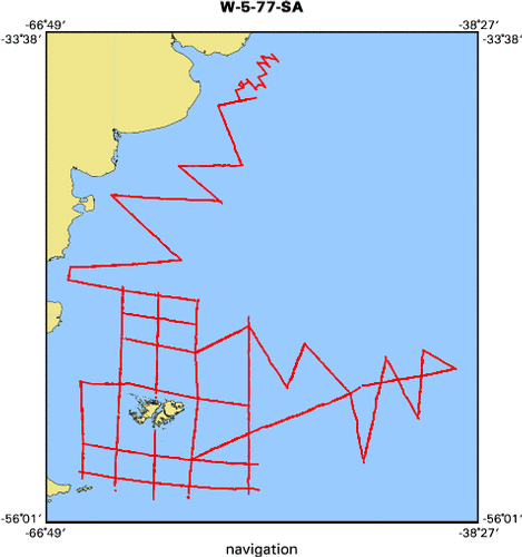 W-5-77-SA map of where navigation equipment operated