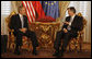 President George W. Bush and President Danilo Turk sit in the Gold Room of Brdo Castle during their meeting Tuesday, June 10, 2008. The President and Mrs. Laura Bush will continue their European visit when they depart later in the afternoon for Gernany. White House photo by Eric Draper