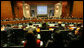 Mrs. Laura Bush participates in a meeting with representatives at the World Food Program Conference Thursday, June 12, 2008 in Rome, where Mrs. Bush thanked the WFP for their work to help feed the hungry and their programs to help the hungry feed themselves. White House photo by Shealah Craighead