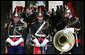 Band members await the arrival of President George W. Bush Saturday, June 14, 2008, as they stand near the courtyard of the Elysée Palace in Paris. White House photo by Chris Greenberg