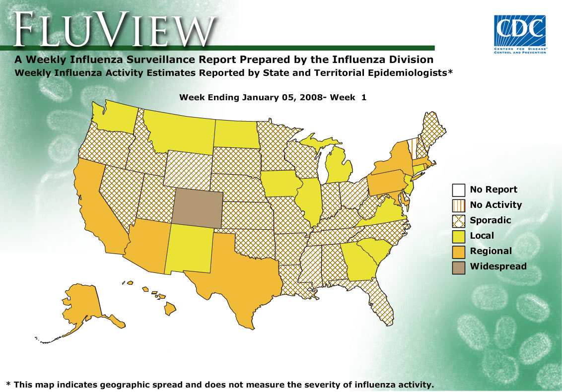 U. S. map for Weekly Influenza Activity