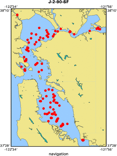 J-2-90-SF map of where navigation equipment operated