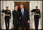 President George W. Bush greets Russian Federation President Dmitriy Medvedev Friday, Nov. 14, 2008, upon his arrival for dinner with Summit on Financial Markets and World Economy Leaders at the White House. White House photo by Chris Greenberg