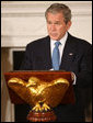 President George W. Bush offers remarks to world leaders in the State Dining Room of the White House Friday, Nov. 14, 2008, prior to the start of dinner marking the opening of the Summit on Financial Markets and World Economy. White House photo by Chris Greenberg