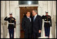 President George W. Bush greets Italy's Prime Minister Silvio Berlisconi Friday, Nov. 14, 2008, upon his arrival for dinner with Summit on Financial Markets and the World Economy Leaders at the White House White House photo by Chris Greenberg