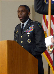 U.S. Army Gen. William E. Ward, Commander, U.S. Africa Command, to the audience during the command activation ceremony at the Pentagon Oct. 1, 2008. DoD photo by U.S. Petty Officer 2nd Class Molly A. Burgess