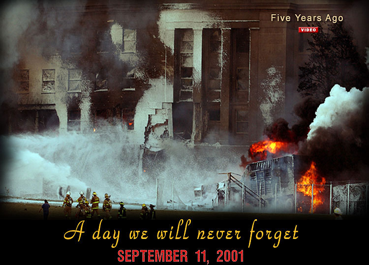Pentagon burning, Sept. 2001