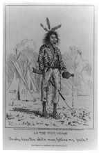 Caricature of Native American spilling his liquor