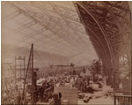 Interior of Gallery of Machines,  showing machines being set up, Paris Exposition,
 1889