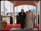 President George W. Bush and King Abdullah bin Abdul Al-Aziz stand for their national anthems Monday, Jan. 14, 2008, after the President arrived at Riyadh-King Khaled International Airport in Riyadh, Saudi Arabia. White House photo by Eric Draper