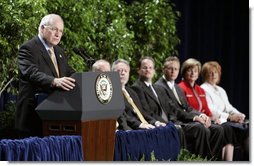 Vice President Dick Cheney addresses recipients and guests during the presentation ceremony of the 2004 Recipients of the Malcolm Baldrige National Quality Award in Washington, D.C., Tuesday, July 20, 2005.  White House photo by Paul Morse