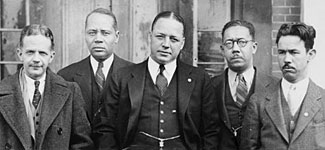 Walter White, NAACP Executive Secretary, with attorneys Charles Houston, James G. Tyson, Leon A. Ransom, and Edward P. Lovett