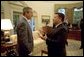 President George W. Bush meets with His Majesty King Abdullah of the Hashemite Kingdom of Jordan in the Oval Office Wednesday, May 8. 