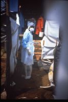 In the isolation area during the Kikwit, Zaire outbreak of Ebola HF
