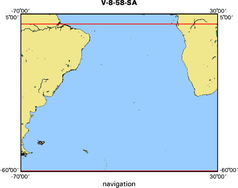 V-8-58-SA map of where navigation equipment operated