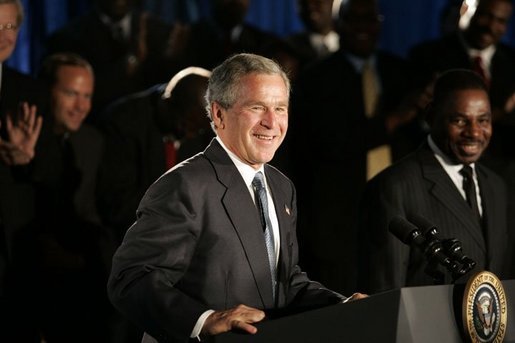 President George W. Bush delivers remarks on the Presidents Emergency Plan for Aids Relief, at People for People in Philadelphia, Pa., Wednesday, June 23, 2004. White House photo by Tina Hager