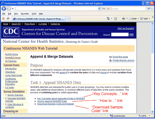 screenshot of module with key concepts, how to, and download sample code links highlighted