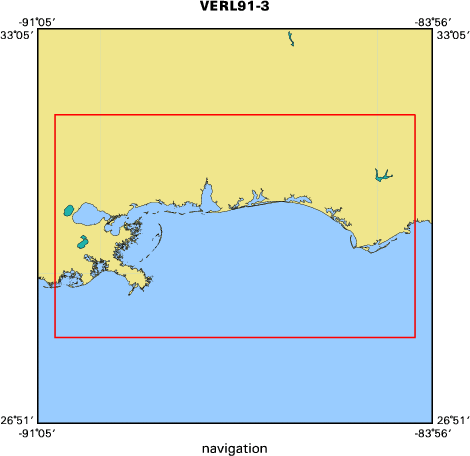 VERL91-3 map of where navigation equipment operated