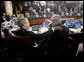 President George W. Bush shares a moment Saturday, Nov. 5, 2005, with President Alfredo Palacio of Ecuador during the final session of the 2005 Summit of the Americas in Mar del Plata, Argentina. White House photo by Eric Draper