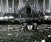 The scene of Benjamin Harrison's inaugural at the U.S. Capitol in 1889
