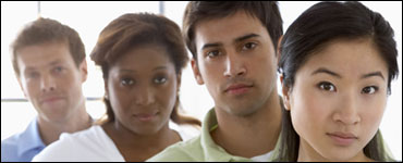 Photo: A multiracial group of men and women