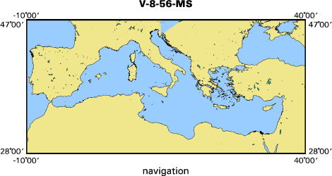 V-8-56-MS map of where navigation equipment operated