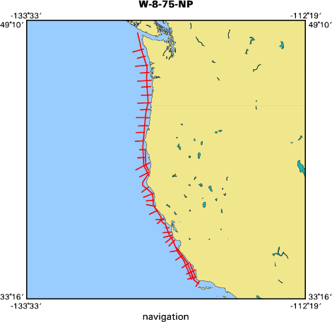 W-8-75-NP map of where navigation equipment operated