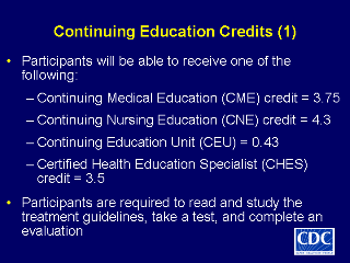 Slide 62: Continuing Education Credits(1). Click here for larger image