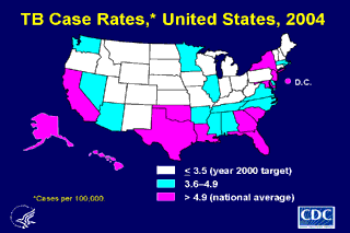 Slide 4: TB Case Rates, 2004. Click here for larger image
