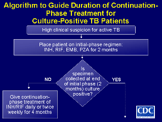 Slide 21: Algorithm to Guide Duration of Continuation-Phase Treatment 
          for Culture-Positive TB Patients. Click here for larger image