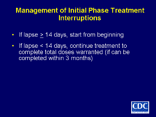 Slide 38: Management of Initial Phase Treatment Interruptions. Click here for larger image