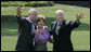 President George W. Bush stands with Mrs. Laura Bush and Deputy Chief of Staff Karl Rove on the South Lawn Monday, August 13, 2007, shortly after his longtime friend and senior advisor announced his resignation. White House photo by Joyce N. Boghosian