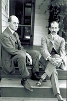 Wilbur and Orville on porch in Dayton, 1909
