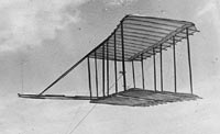 Wright kite being flown by tethers