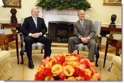 President George W. Bush meets with Australian Prime Minister Kevin Rudd Friday, March 28, 2008, in the Oval Office. White House photo by Eric Draper