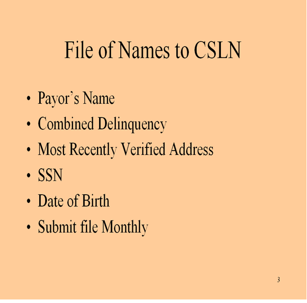 File of Names to CSLN