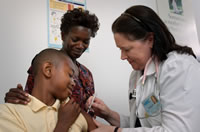 Boy receives vaccination