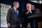 President George W. Bush and Mississippi Gov. Haley Barbour stand together at St. Stanislaus College in Bay St. Louis, Miss., Thursday, Jan. 12, 2006. "Part of the strategy to make sure that the rebuilding effort after the recovery effort worked well was to say to people like Haley, and the Governor of Louisiana and the Mayor of New Orleans, you all develop a strategy," said the President. "It's your state, it's your region, you know the people better than people in Washington -- develop the rebuilding strategy. And the role of the federal government is to coordinate with you and to help." White House photo by Eric Draper