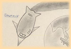 Balinese child's drawing of Sputnik 