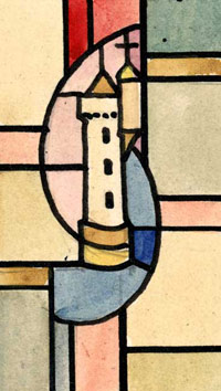 Detail from a stained-glass window.
