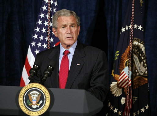 President George W. Bush remarks on an agreement reached with Senate Republicans regarding interrogation legislation during a visit to Orlando, Fla., Thursday, Sept. 21, 2006. White House photo by Paul Morse