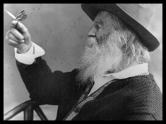 Image: Walt Whitman holding a butterfly