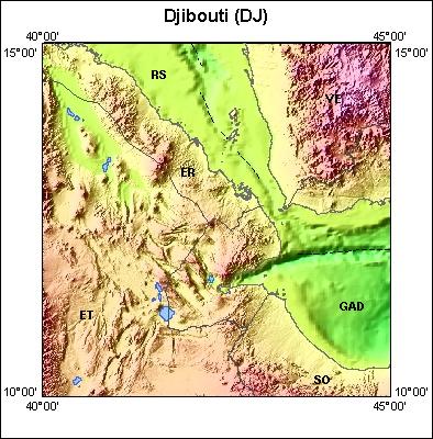 Map of Atlas area: dj, regions