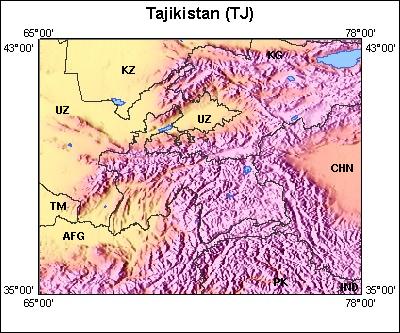 Map of Atlas area: tj, regions
