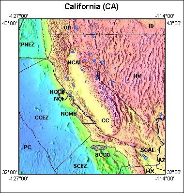 Map of Atlas area: ca, regions