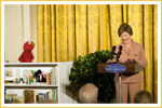 Elmo the puppet and Mrs. Laura Bush