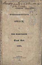 Speech on the Maryland Test Act 1824 