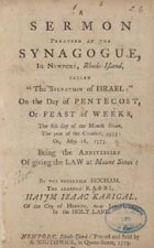 A Sermon Preached at the Synagogue, in Newport, Rhode Island, Called "The Salvation of Israel. . . ." 