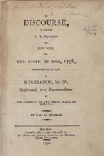 A Discourse, Delivered in the Synagogue in New York, on the Ninth of May, 1798: Observed as a Day of Humiliation, &c. &c., Conformably to a Recommendation of the President of the United States of America