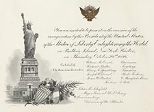 Invitation to the inauguration of the Statue of Liberty by the President (Grover Cleveland), Oct 28, 1886